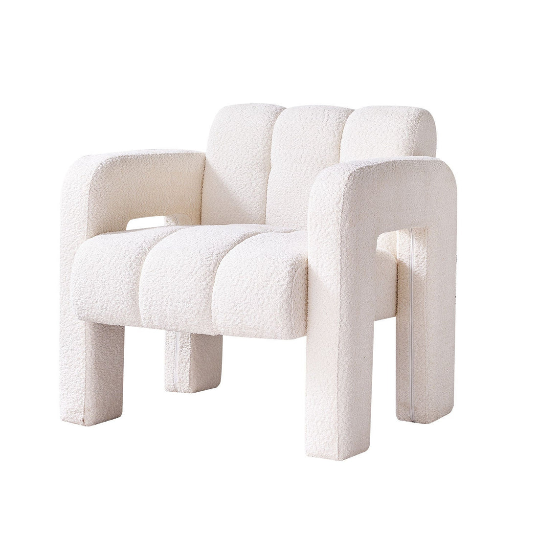 White Boucle Upholstered Accent Chair