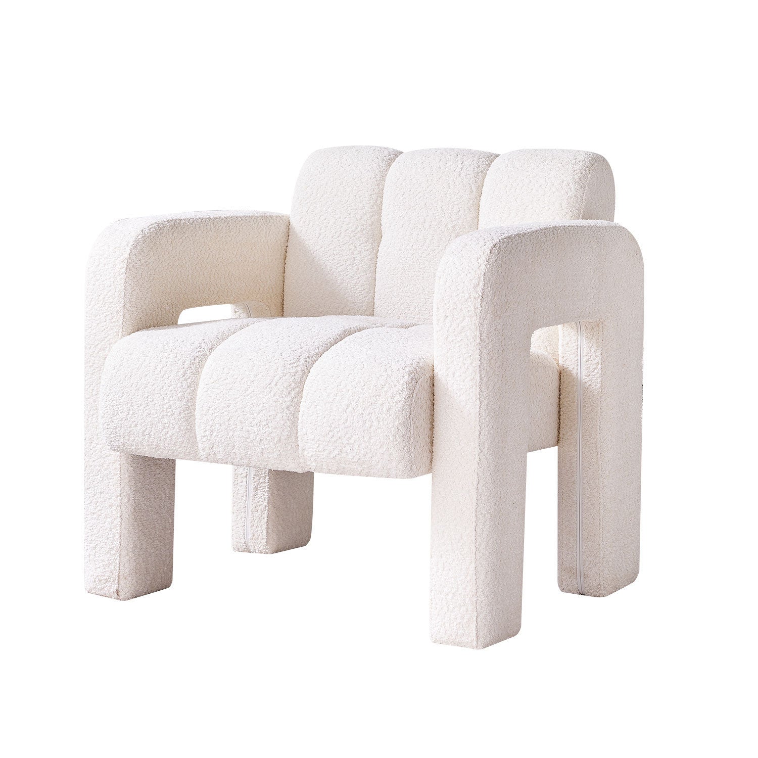 White Boucle Upholstered Accent Chair