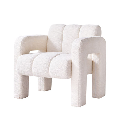 White Boucle Upholstered Accent Chair