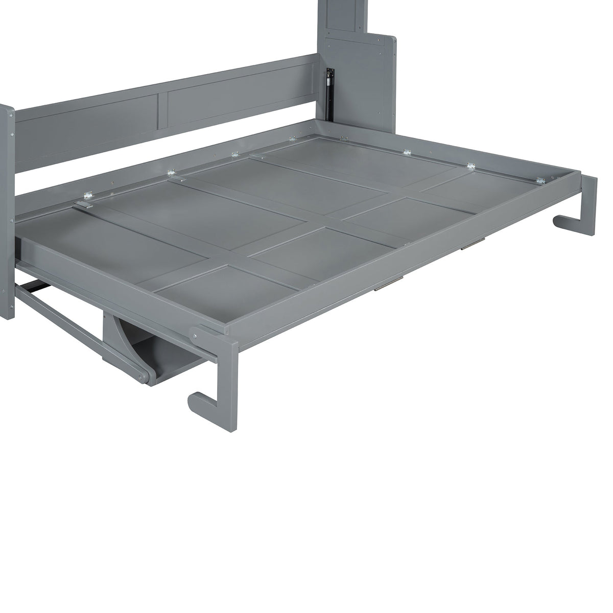 Queen Size Murphy Bed with Hydraulic Lift &amp; Desk Design - Gray