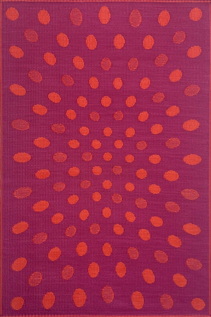 Crazy Dots Orange &amp; Red Reversible Outdoor Mat