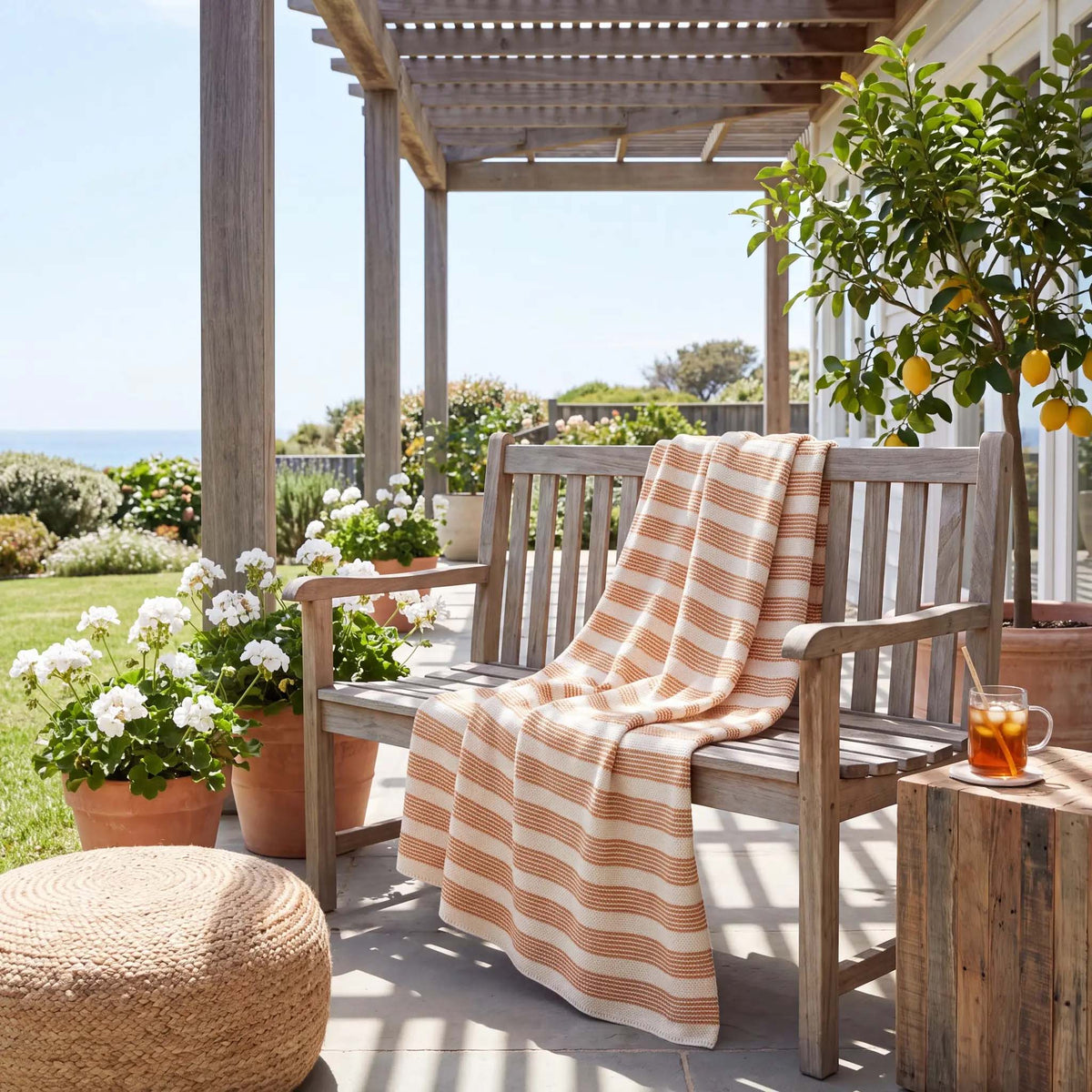 Poly Pinstripe - Indoor|Outdoor Sustainable Knit Minimalist Throw Blanket