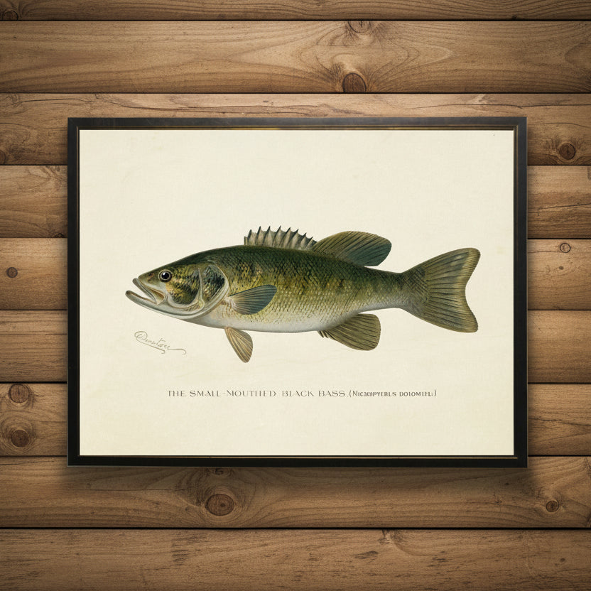 Small-Mouthed Black Bass Print in Copper and Black Frame