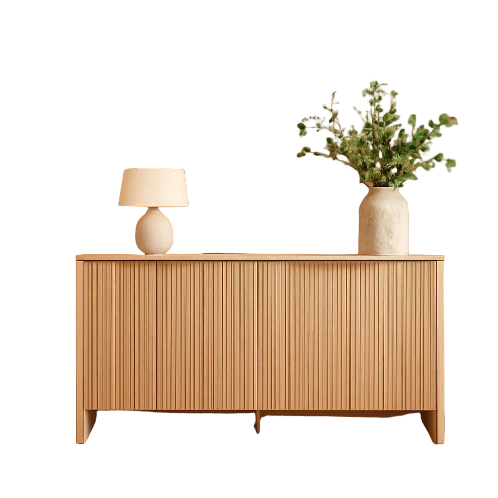 61 Inch Oak Sideboard Cabinet With Adjustable Shelves