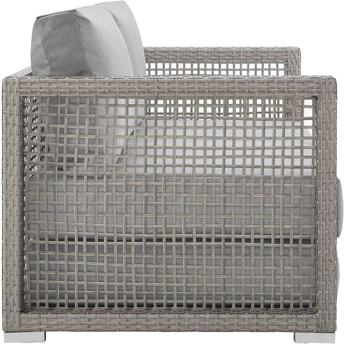 Modern Gray Wicker Rattan Loveseat for Outdoor Spaces