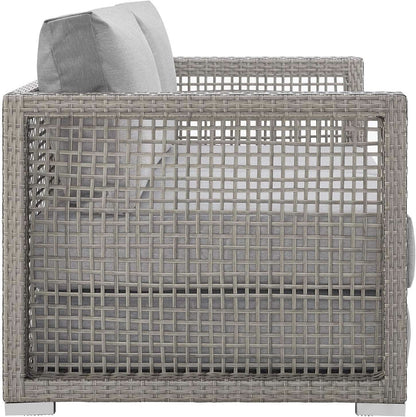 Modern Gray Wicker Rattan Loveseat for Outdoor Spaces
