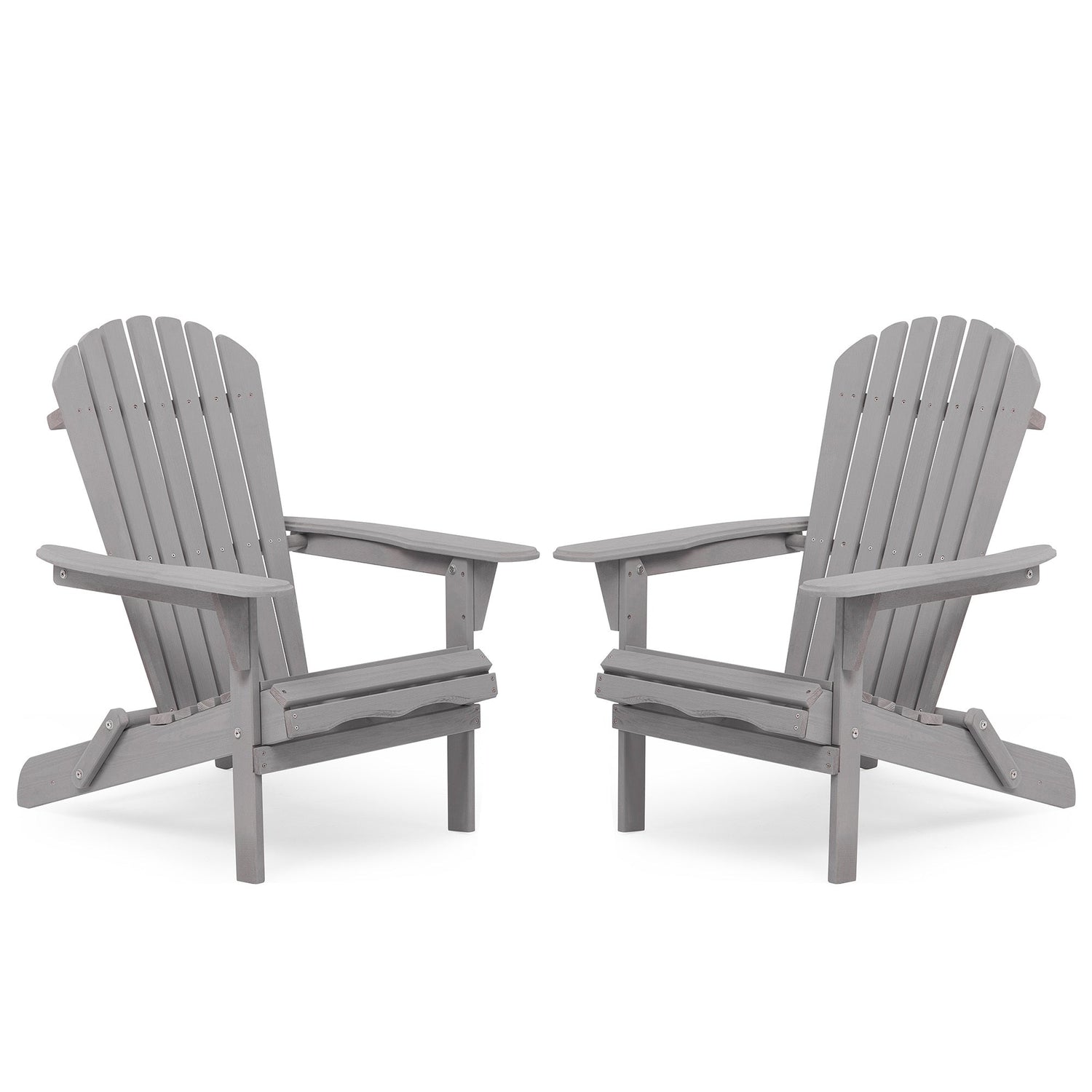 Classic Gray Cedar Wood Adirondack Chairs - Set of 2