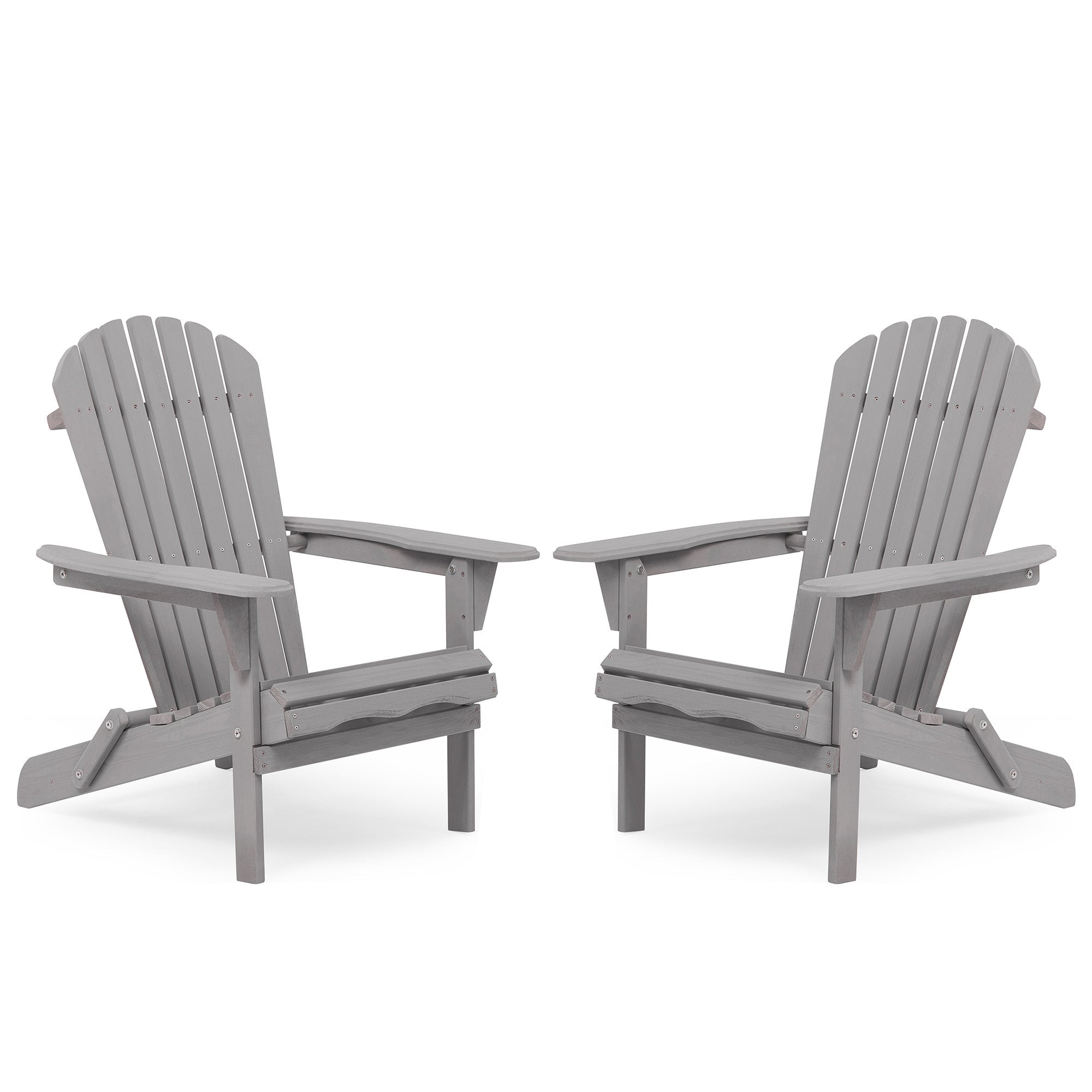 Classic Gray Cedar Wood Adirondack Chairs - Set of 2