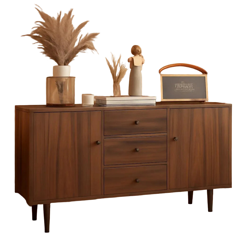 Rustic Brown Sideboard Buffet Cabinet With Three Drawers