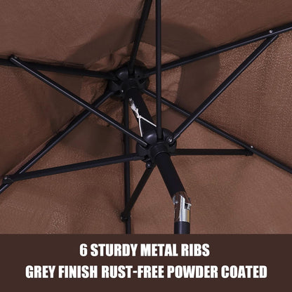 7.5 Foot Aluminum Patio Umbrella Tilt Crank Outdoor Shade - Brown