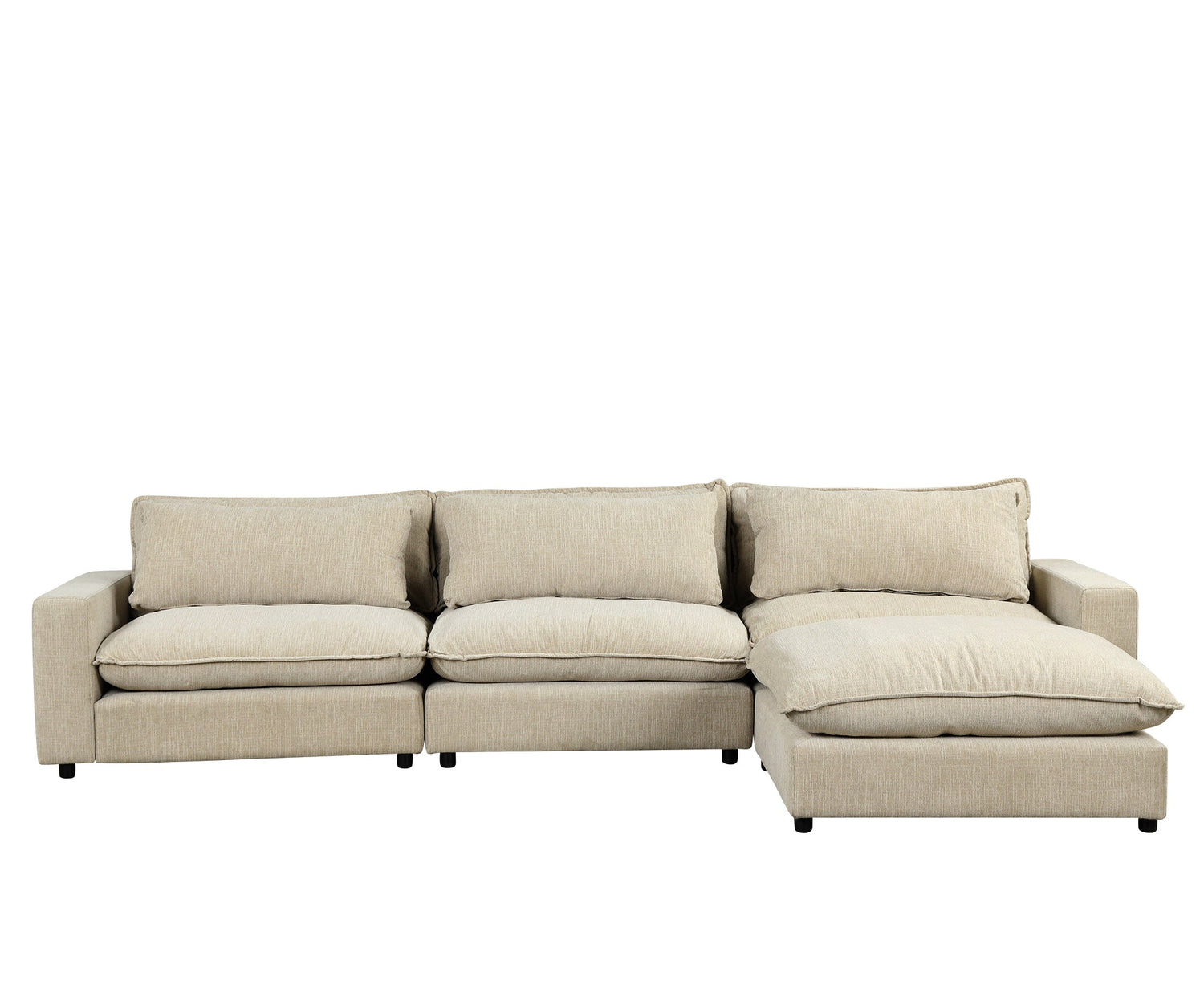 Chenille Upholstered Cloud Sofa Modular Sectional - Beige