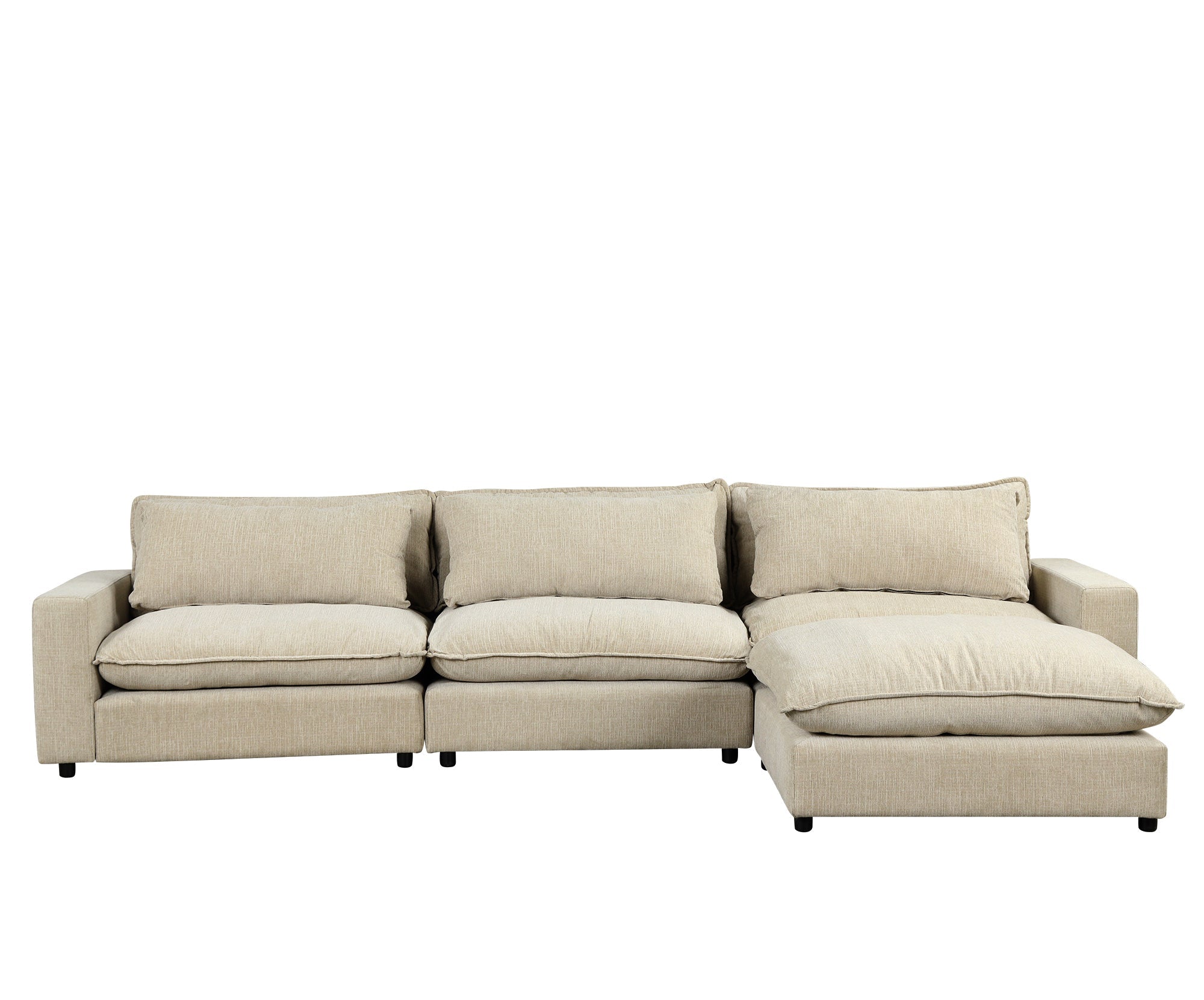 Chenille Upholstered Cloud Sofa Modular Sectional - Beige