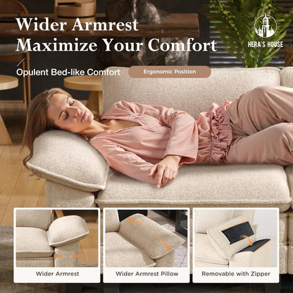 Chenille Modular Sectional Sofa in Beige
