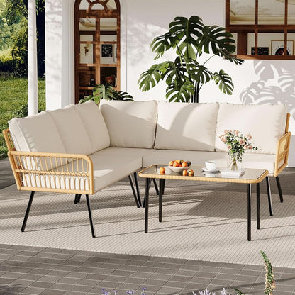 Wicker Patio Furniture Set with Cushions for Outdoors