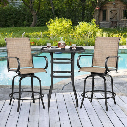 Outdoor Swivel Barstools - 4 Piece Set, Tan