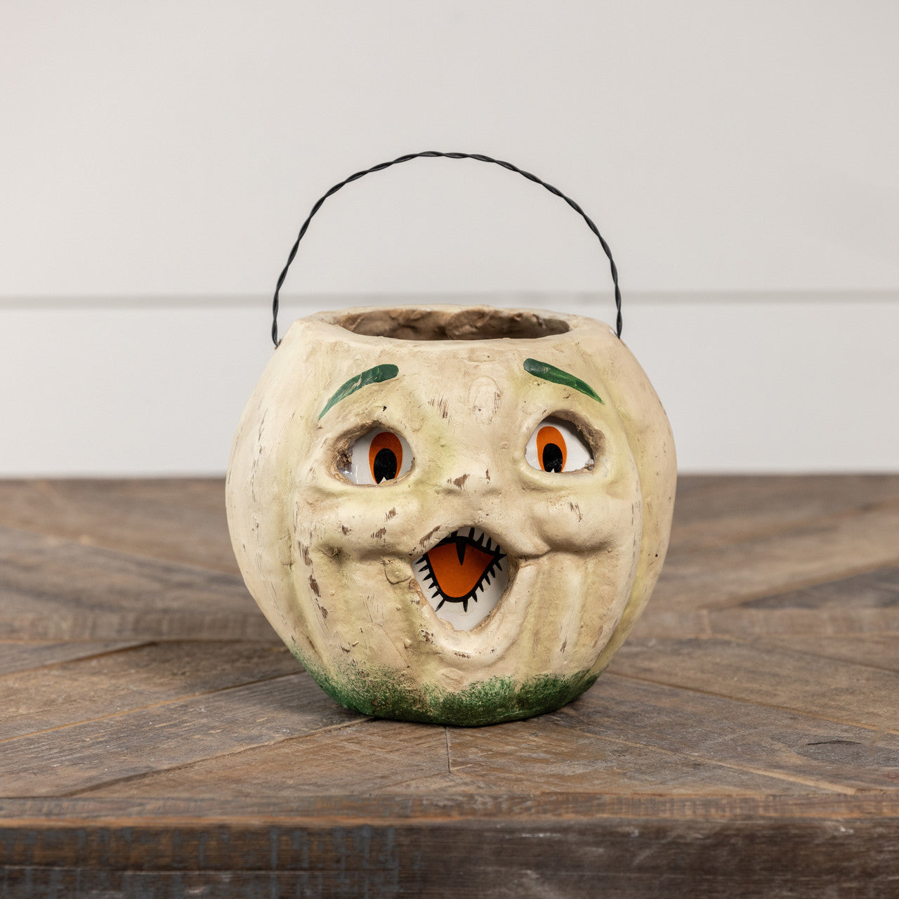 Vintage White Resin Mache Jack-O-Lantern Choir Boy Candy Buckets