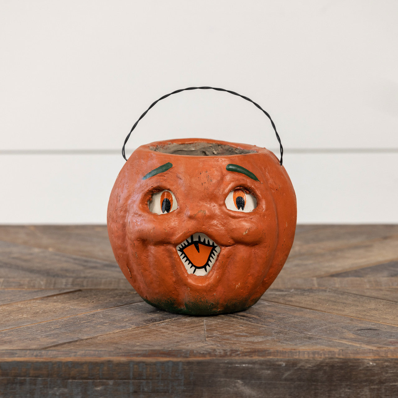 Vintage-Inspired Orange Resin Mache Jack-O-Lantern Choir Boy