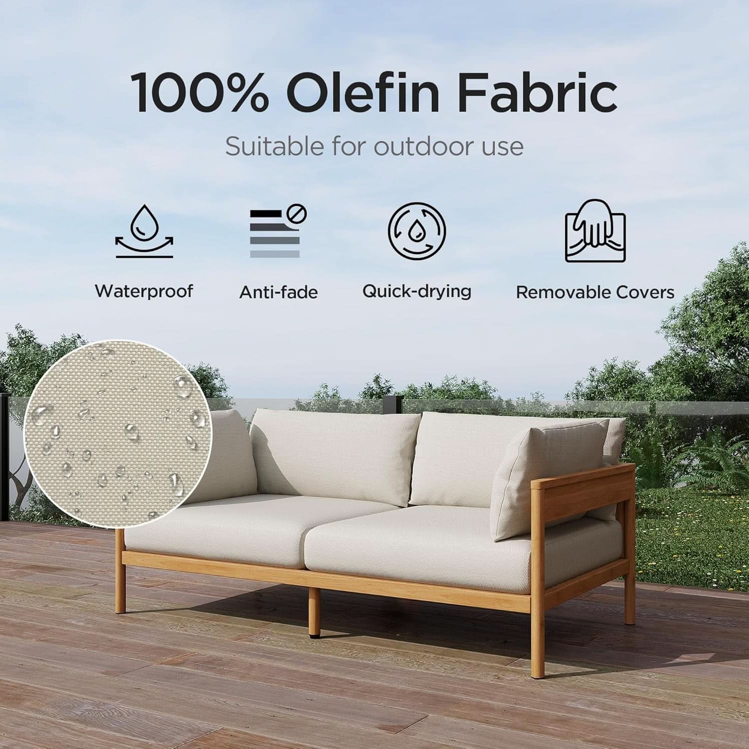 Modern Outdoor Sectional Sofa Set with Beige Cushions