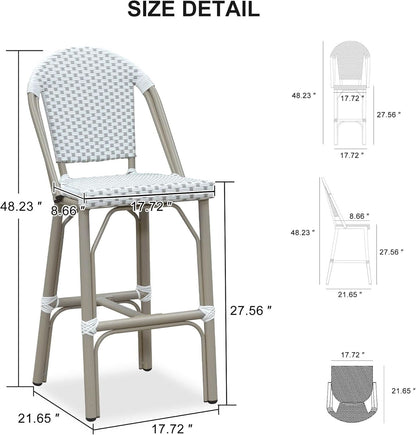 French Style Indoor/Outdoor Bar Stools - Set Of 2, White