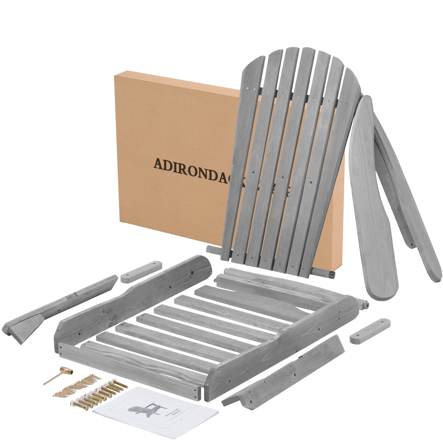 Classic Gray Cedar Wood Adirondack Chairs - Set of 2