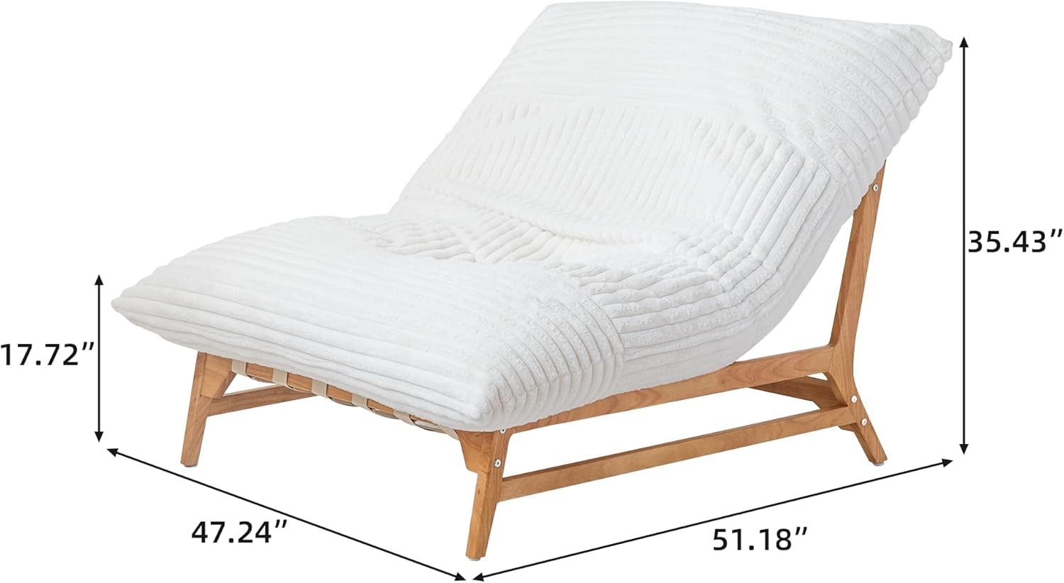 Oversized Chaise Lounge Chair in Beige Corduroy
