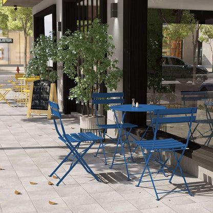 3 Piece Folding Metal Bistro Set in Blue