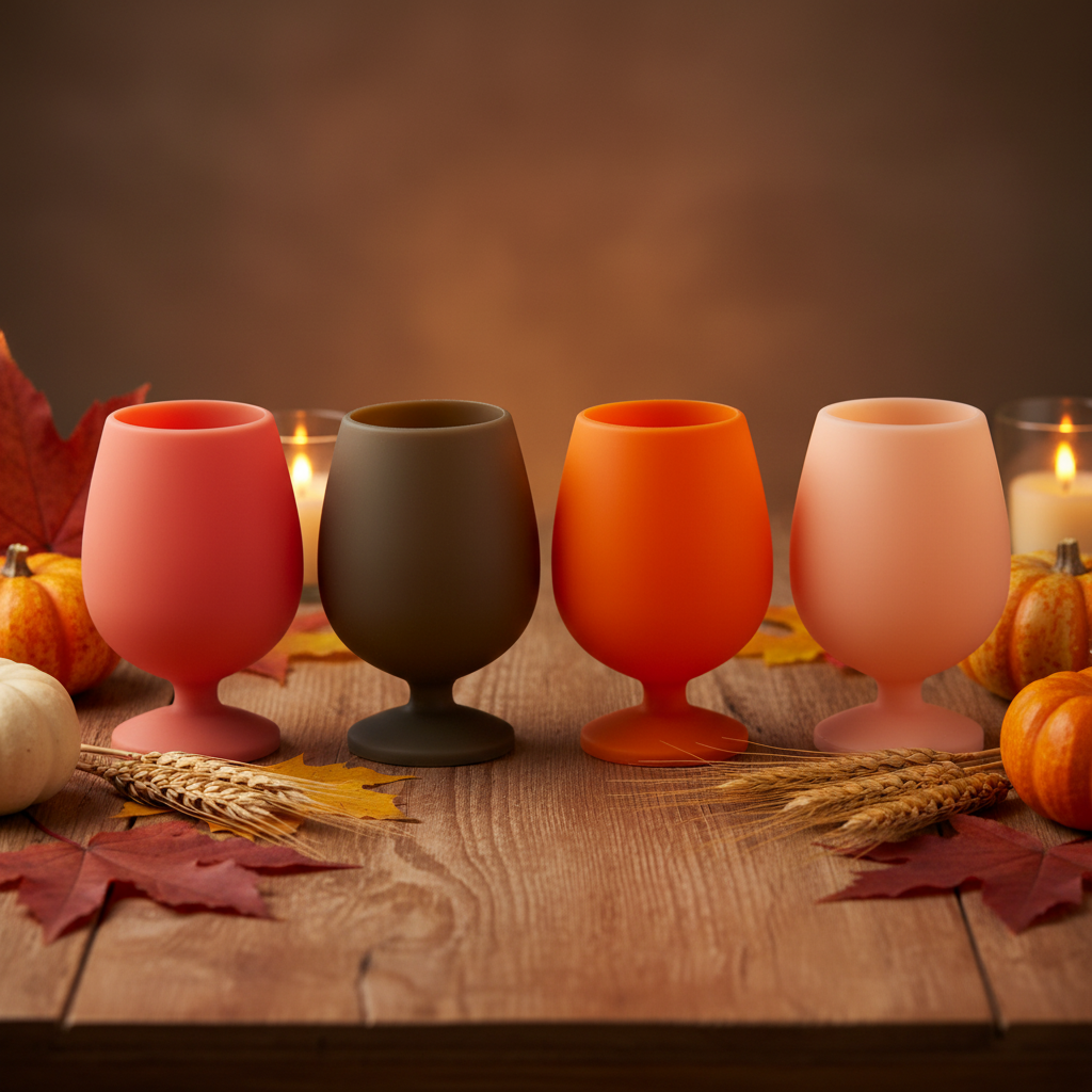 Fall | Stemmed | Silicone Unbreakable Wine Glasses - Set of 4