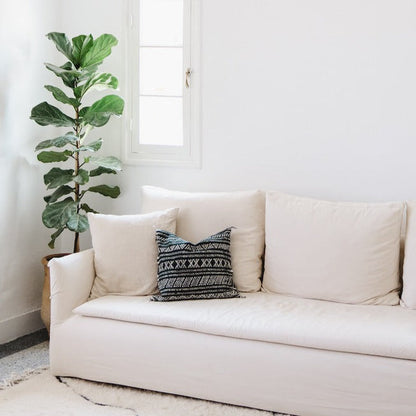 Desert Stripe Cactus Silk Pillow | Black