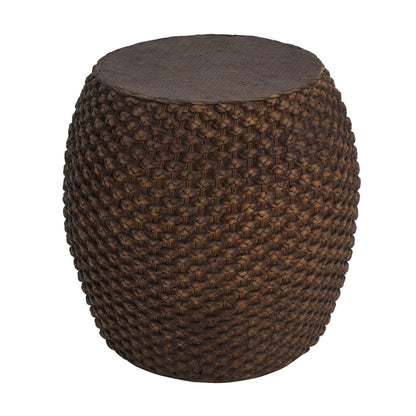 Faux Rattan Indoor/Outdoor Side Table - Brown