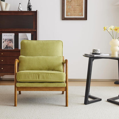Corduroy Armchair in Light Olive