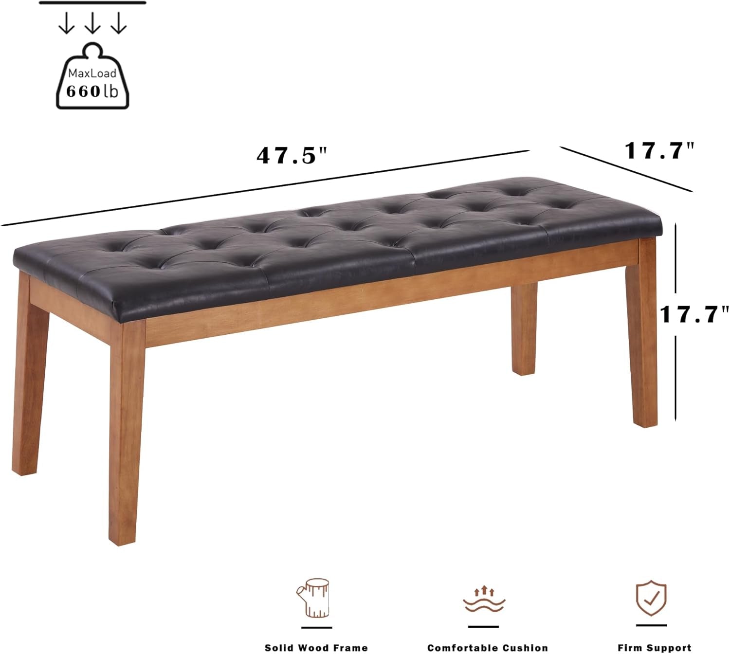Oversized Brown Faux Leather Upholstered Ottoman Bench
