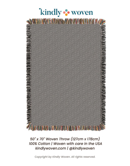 Neutral Herringbone Jacquard Woven Throw
