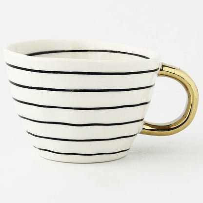 Lechsi Hand Painted Gold Handle Ceramic Mugs