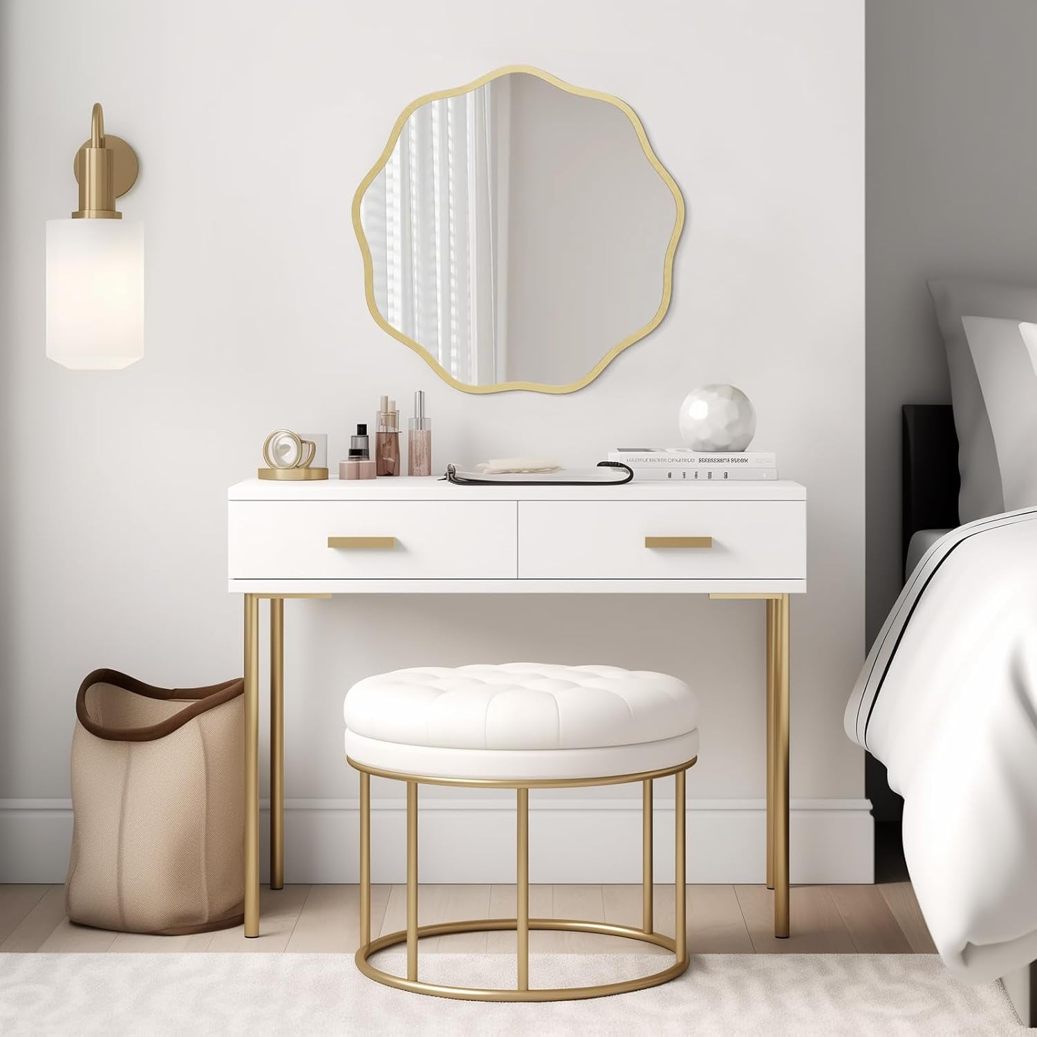 Gold Round Wall Mirror 20 Inch Decorative Home Accent