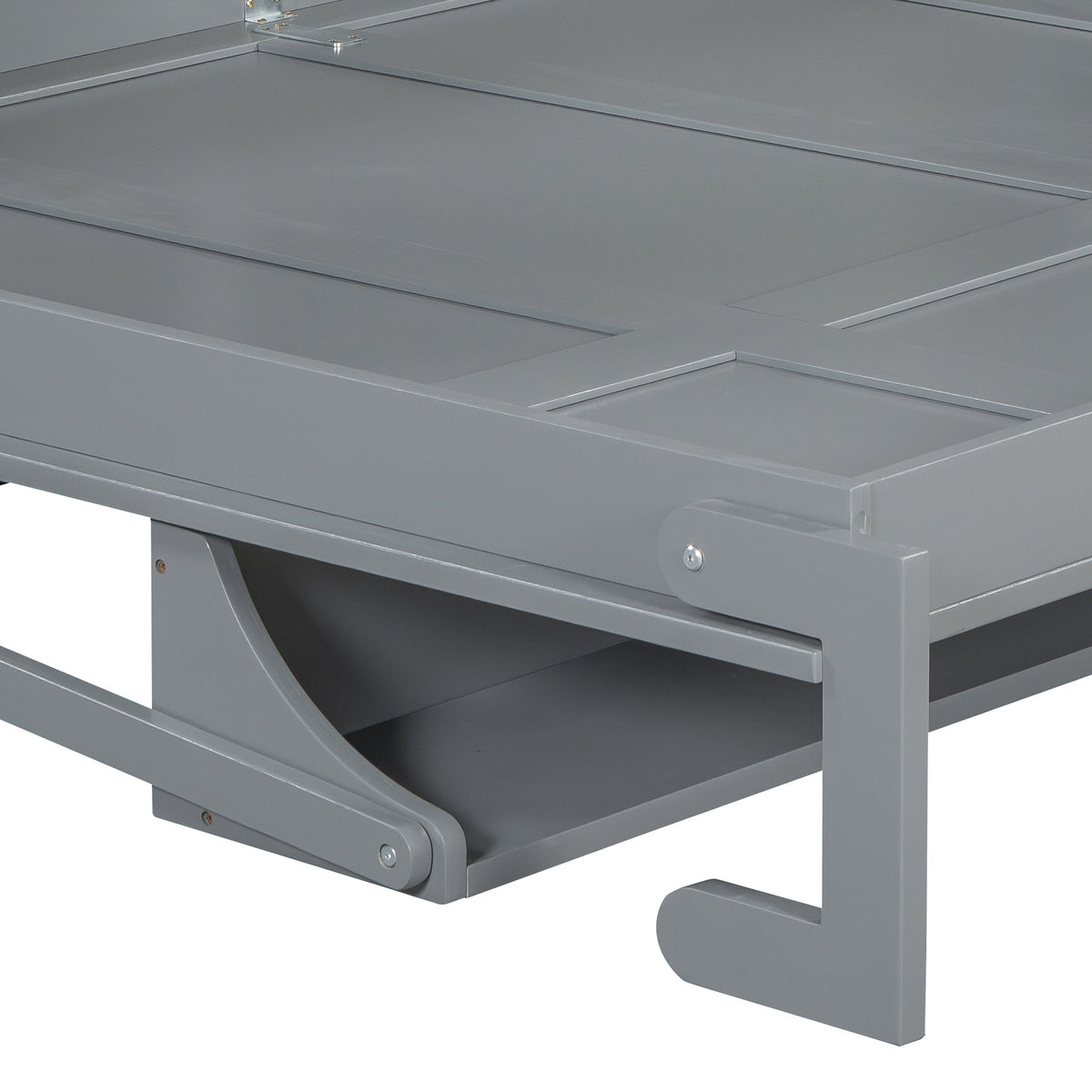Queen Size Murphy Bed with Hydraulic Lift &amp; Desk Design - Gray