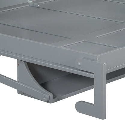Queen Size Murphy Bed with Hydraulic Lift &amp; Desk Design - Gray