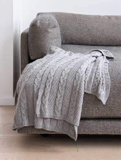 Chunky Cable - Textured Sustainable Knit Throw Blanket