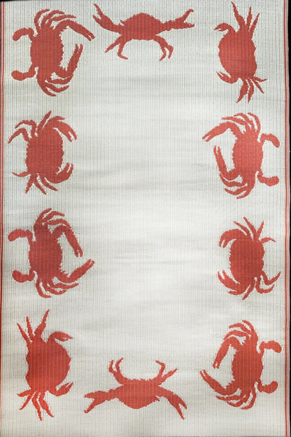 Crab Orange &amp; Cream Outdoor Mat