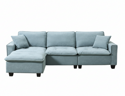 Modern Reversible Sofa Sectional in Sky Blue