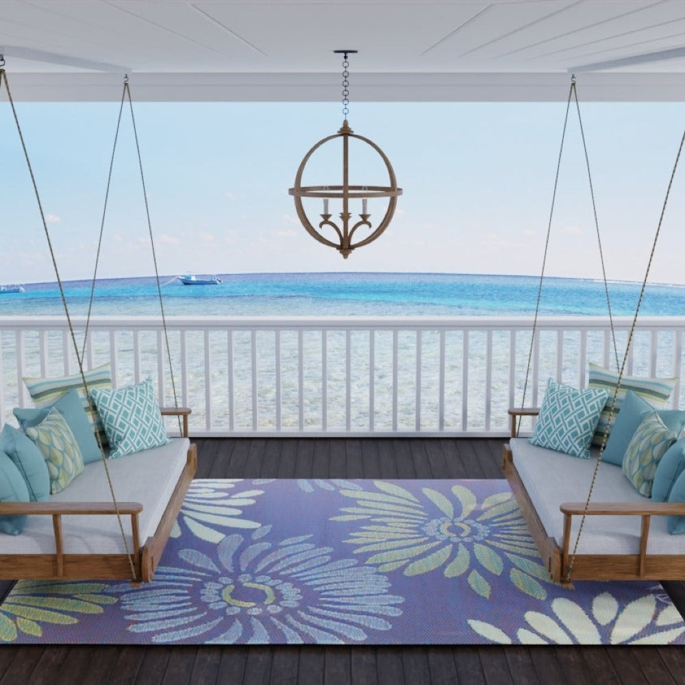 Daisy Blue Reversible Outdoor Mat