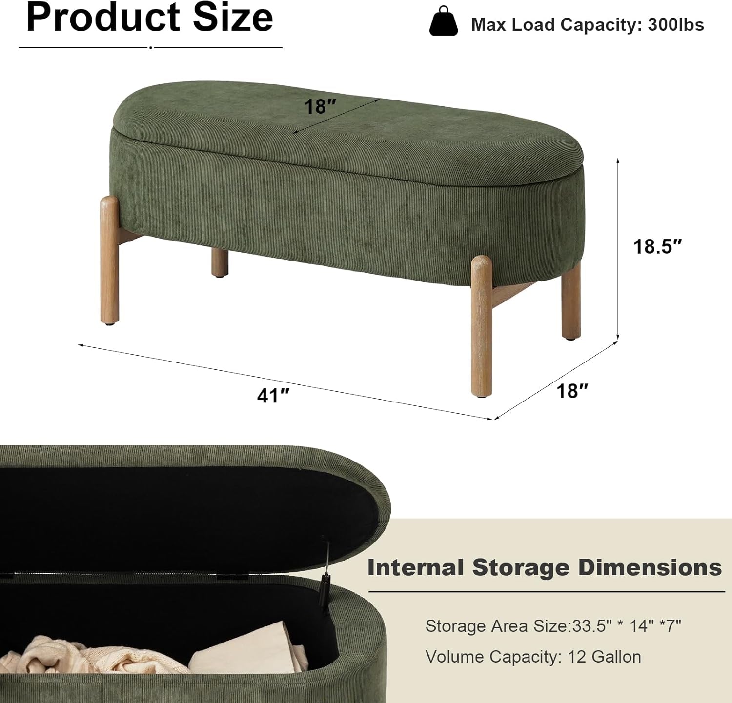 Green Storage Bench