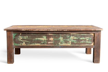 Reclaimed Wood Coffee Table With Double Drawers