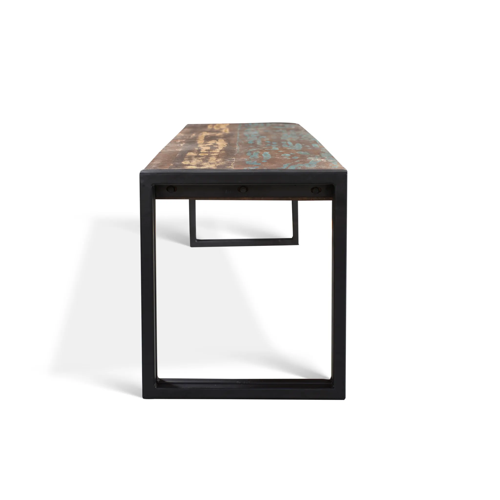 Old Reclaimed Wood Bench with Metal Legs