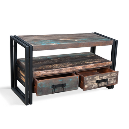 Reclaimed Wood TV Cabinet With Drawers