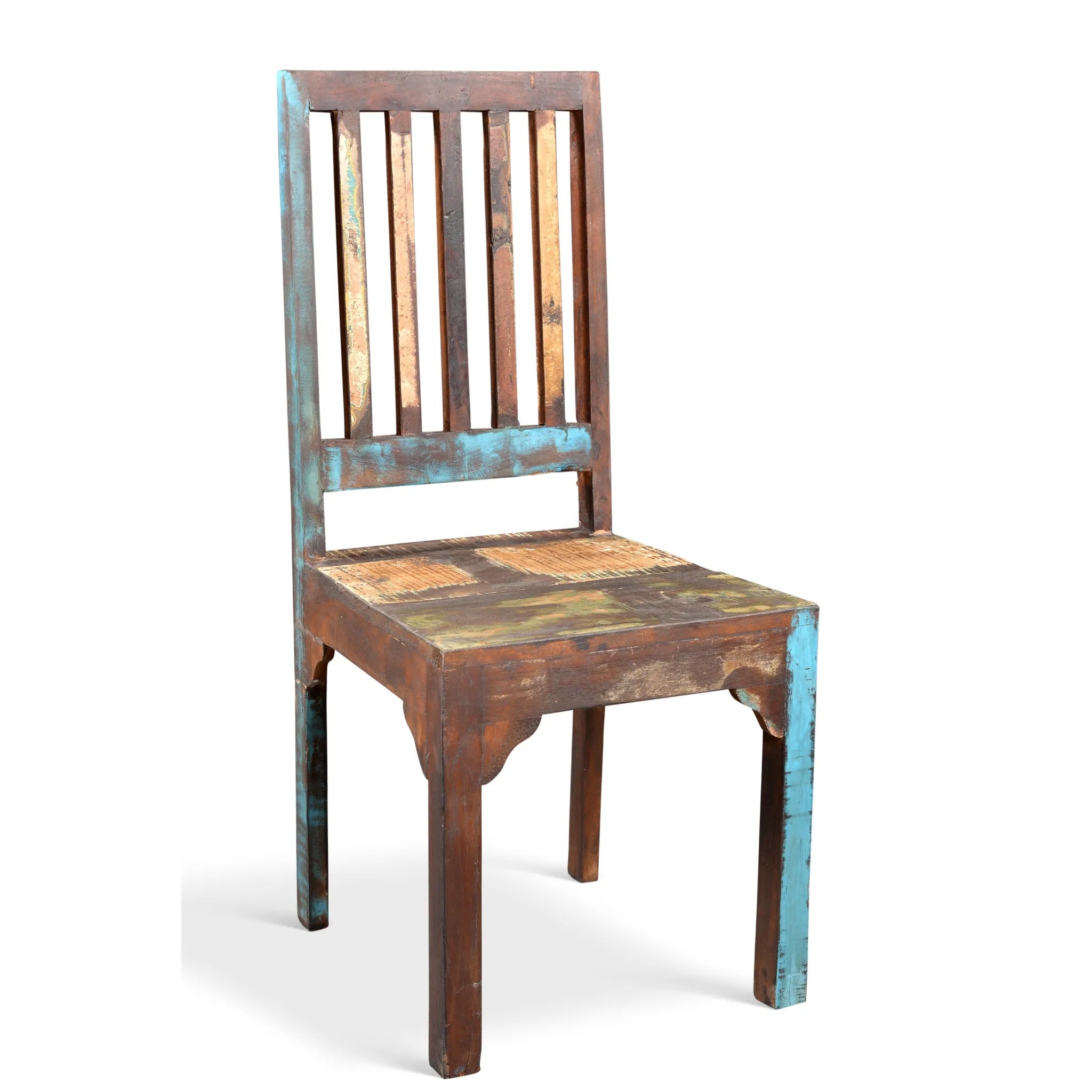 Reclaimed Wood Rustic Multicolor Chair - Set of 2