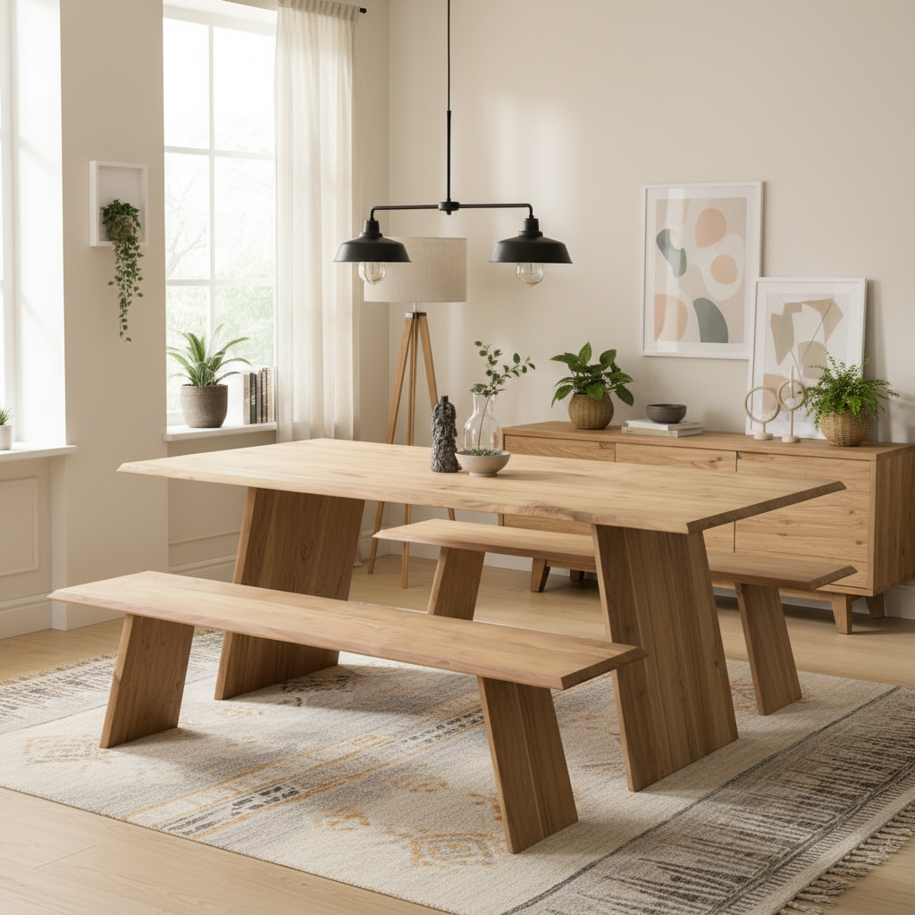 Solid Wood Angled Leg Dining Table - 80 Inch
