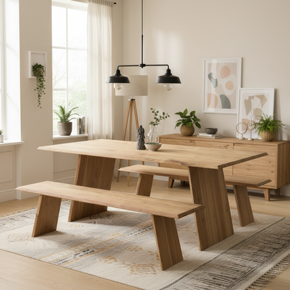 Solid Wood Angled Leg Dining Table - 80 Inch