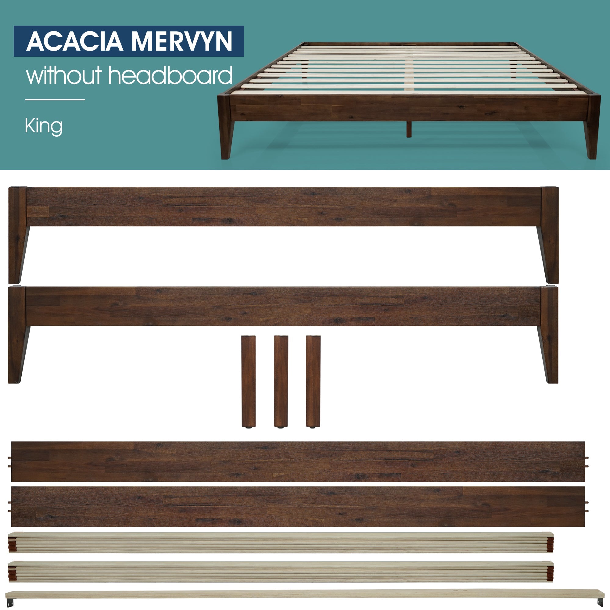 Mervyn Solid Acacia Wood Platform Bed