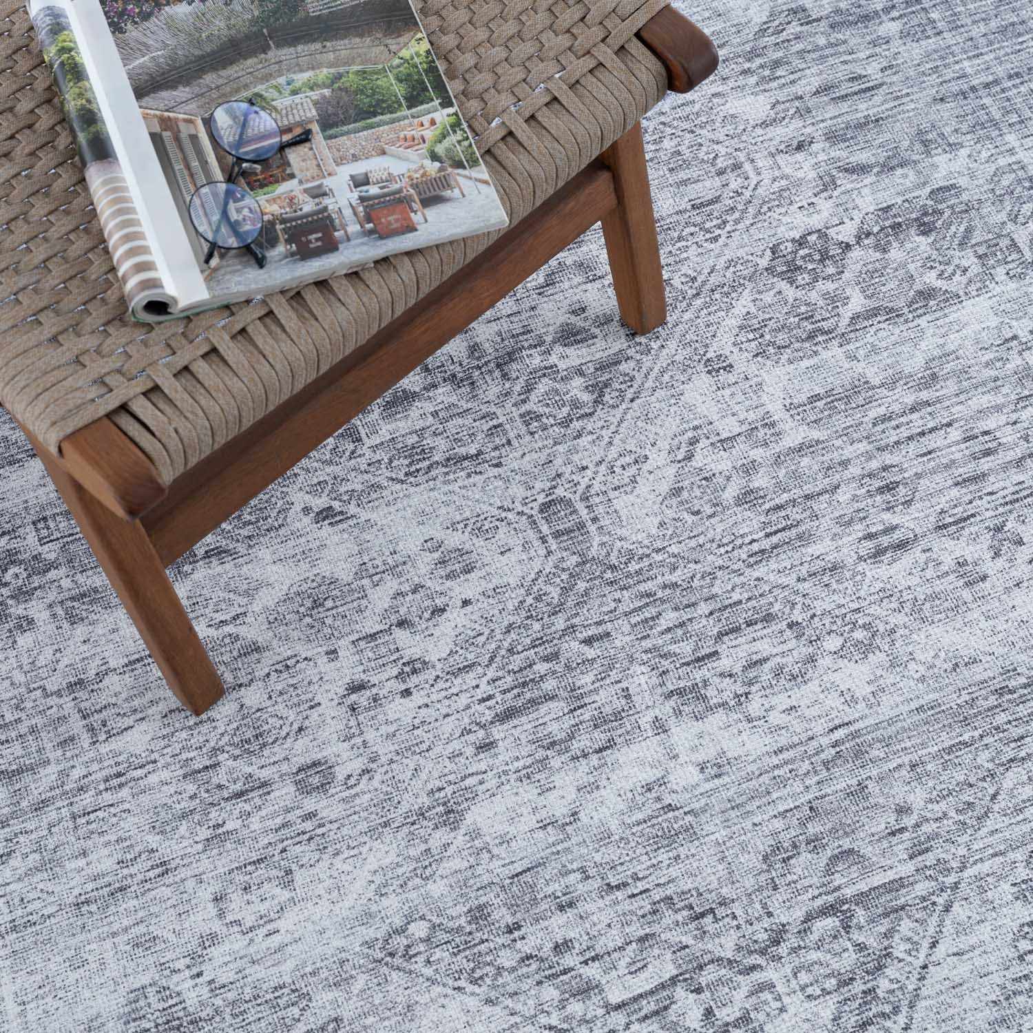Barny Gray Blue Washable Rug