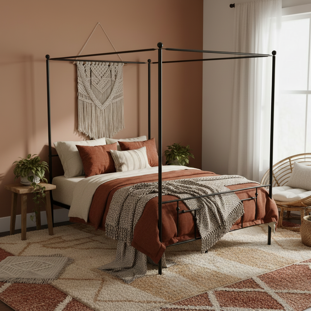 Anniston Queen Canopy Bed Frame - Black